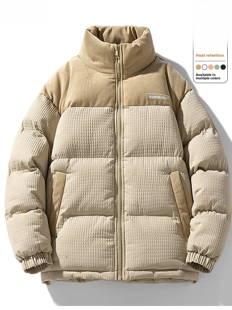 

Thiened Stand Collar Cotton Jaet for Men Teenage Winter Warm Outerwear Casual Sle Long Sve Zipper Closure Coat