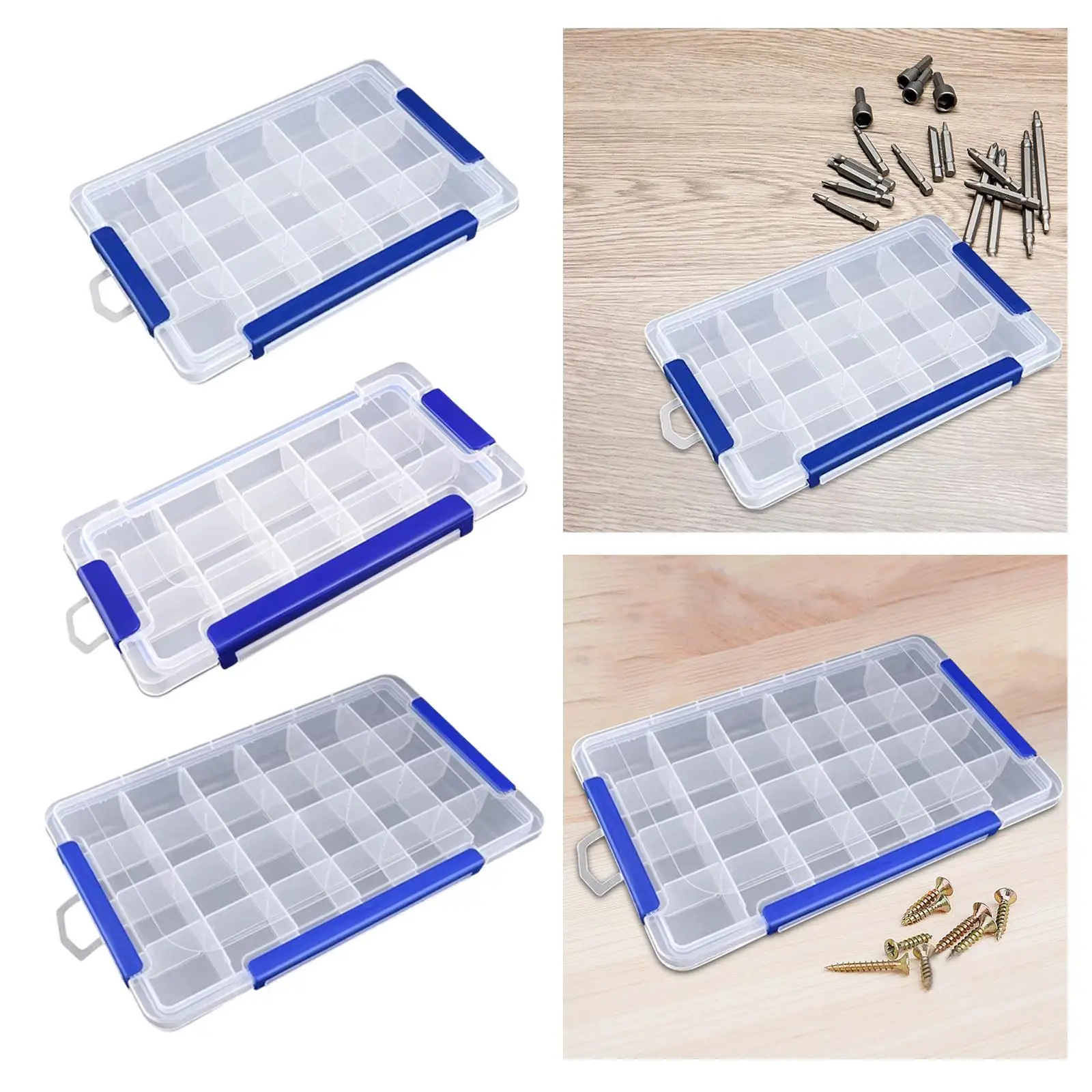 Clear Organizer Box Multipurpose Portable Container for Art DIY Screws Beads
