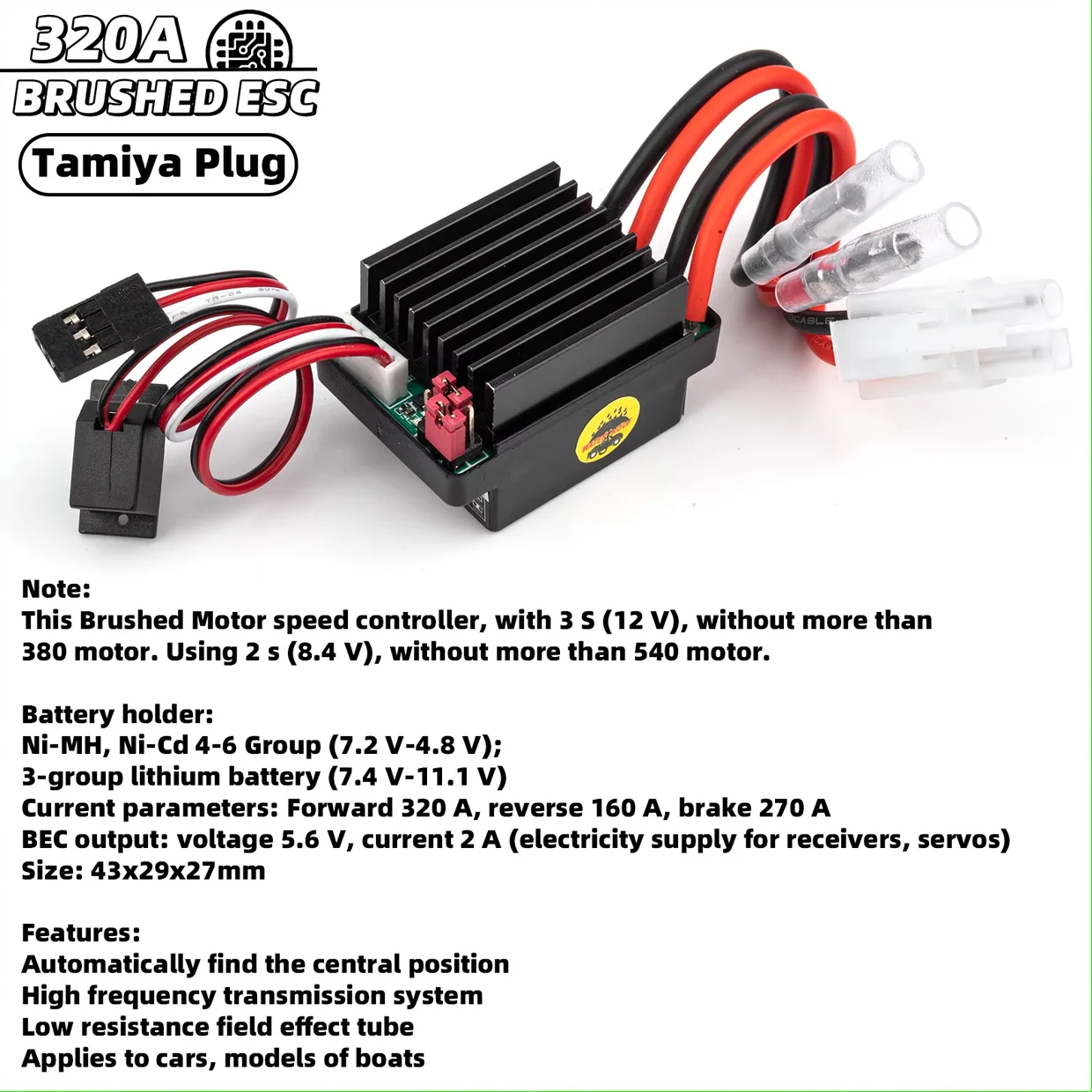 Wodoodporny silnik szczotkowy RC 540 10T-80T 320A ESC Combo do wózków wspinaczkowych RC 1/8 1/10 Axial SCX10 TRX6 Traxxas Tank