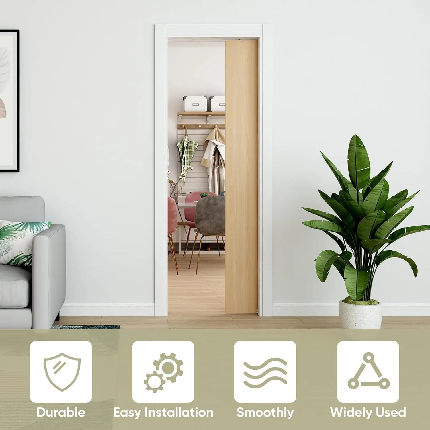 

8FT Pocket Door Track Kit, Spliced Aluminum Pocket Door Hardware 92", Quiet and Smooth Sliding Pocket Door Kit, Suitable 24"-48"