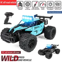 New RC Alloy Car 1:16 2WD With LED Light 2.4G 20KM/H High Speed Off-Road Climbing Remote Control Car Toy Gifts For Boy Girl Kids