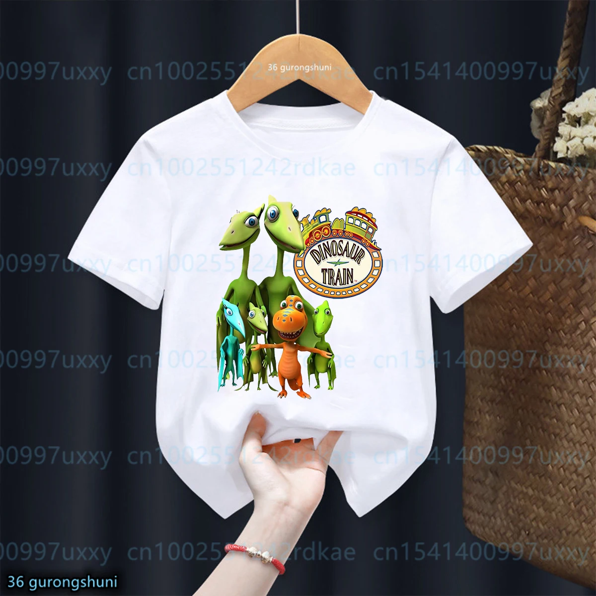 

New Boys T-shirt Funny Dinosaur Train Cartoon T shirt Cute Children's Clothing Fashiona O-neck Tshirt Infant Clothing 1-15 Years