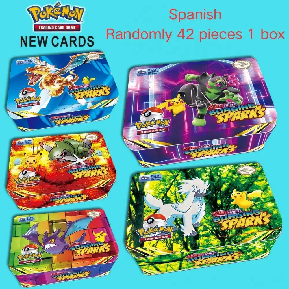 42pcs/set Iron Metal Box Pokemon TAKARA TOMY Battle Toys Lost Origin Pokemons Box with Pikachu Game Anime Bank Cards for Childre