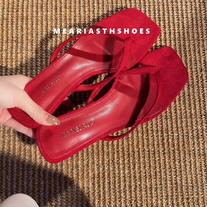 

New In Summer Fashion Designer Flip Flops Women Slippers Low Heel Female Casual Square Toe Ladies Sandals Slides Shoes Slippers