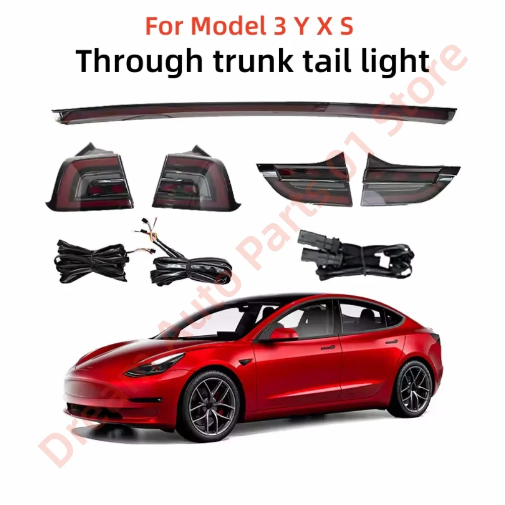 

For Tesla Model 3 Model Y Car Accessories Led TailLight External Signal Reversing Brake Lamp Modified Rear through tail lights
