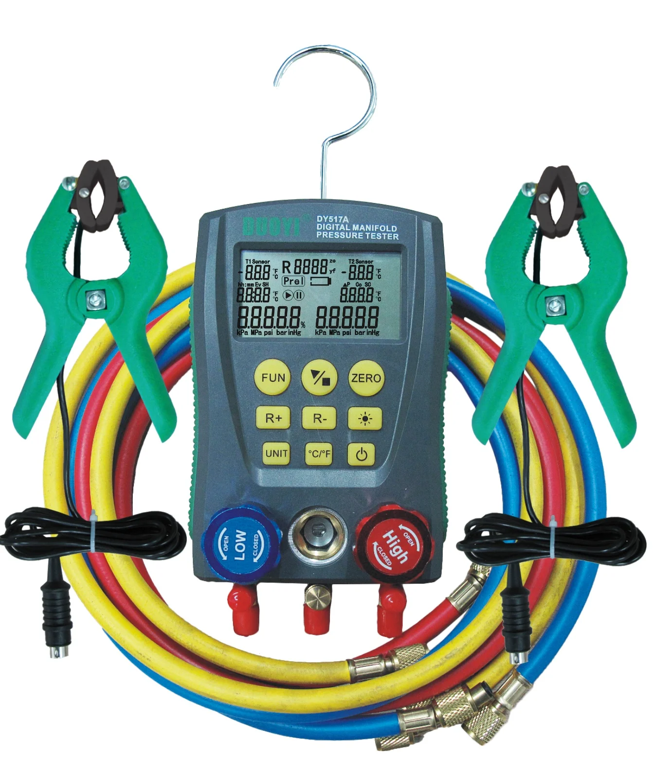 Pressure Temperature Leakage Tester Digital Refrigeration AC Manifold Gauge Diagnostic Manometer