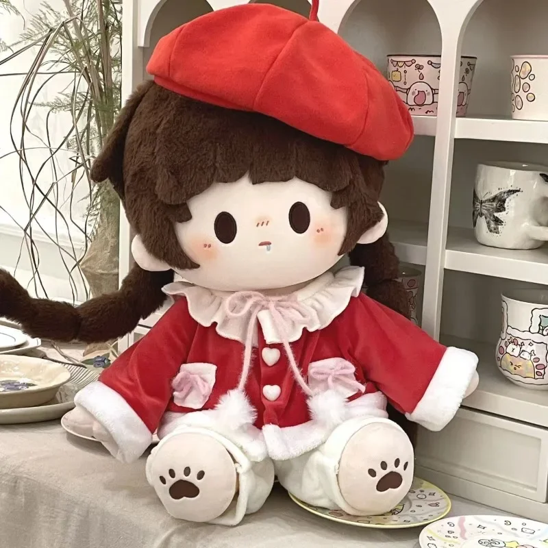 Ropa de muñeca  peluche 40CM, ropa  muñeca  algodón con postura sentada, boina bonita, abrigo  invierno, pantalones,