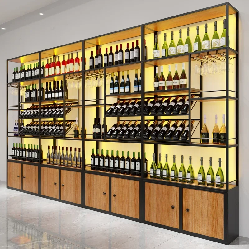 

Wall Facing Storage Bar Cabinet Creativity Customization Commercial Display Wine Rack Winery Restaurant Prateleira Furniture