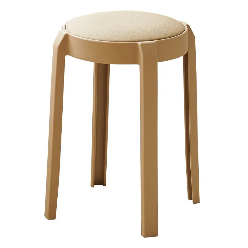 Wholesale Eco-Friendly Portable Dining Home Soft-Cushioned Stackable Plastic Stools Comfortable Long Sitting Thickened