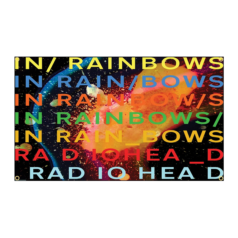90X150CM Radioheads In Rainbows Rock Classic Music Album Flag Tapestry Wall Hanging Bed Room Bar Aesthetic Room Decor