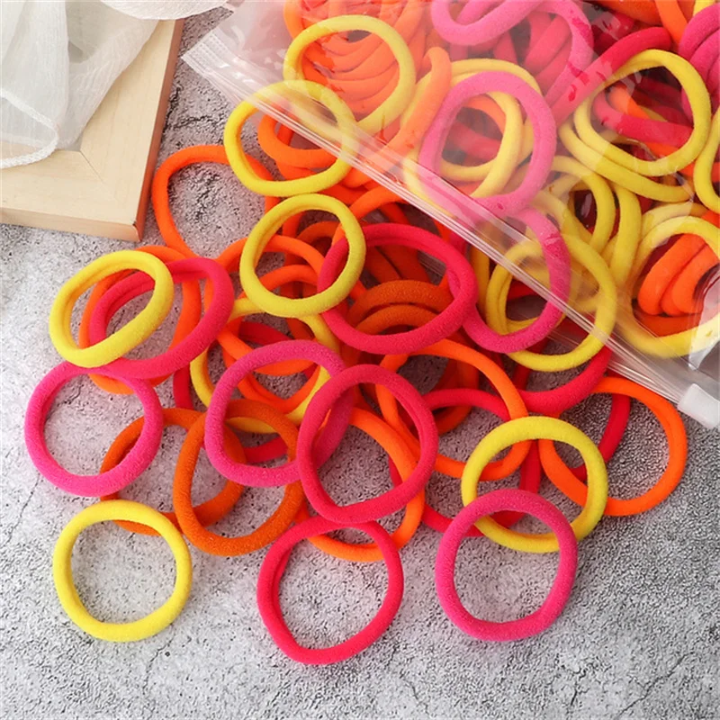 50 stks/set Verpakking Vrouwen Meisjes Haarbanden Eenvoudige Effen Kleuren Elastische Hoofdband Haar Touwen Stropdassen Haaraccessoires Paardenstaart Houder