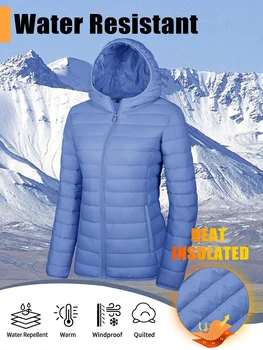 Women’s Hooded Puffer Jacket 5 TACVASEN Full Zip Up Hooded Puffer Jacket Womens Winter Quilted Warm Coats Casual Windbreaker Padded Lightweight Outdoor Outwear 5