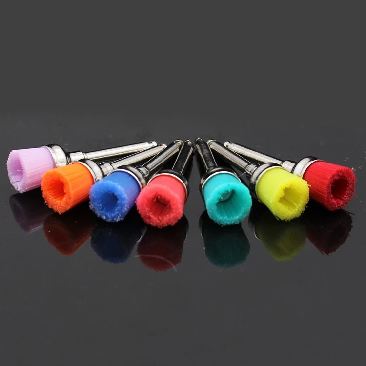 100pcs Dental Lab Nylon Latch Small Flat Polishing Polisher Prophylaxis Brushes Disposable Dental Care Brush Head