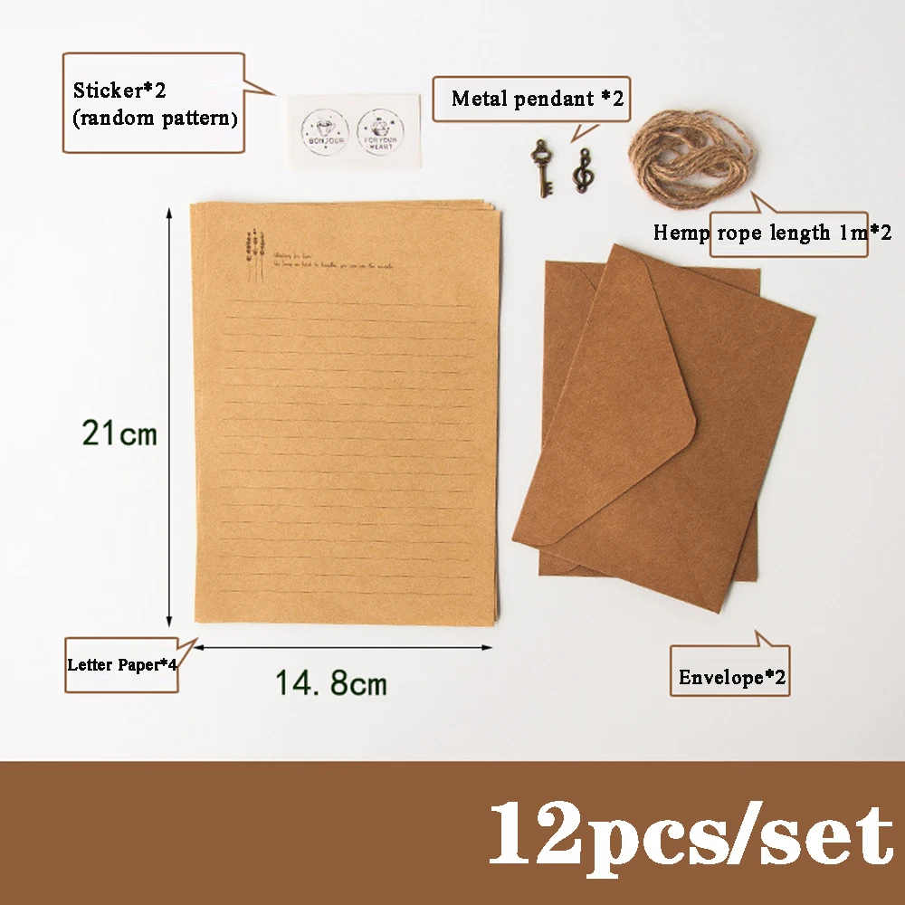 Vintage Letter Supplies European Style Mailers Set Writing Paper Envelopes Letter Paper Letter Pad Kraft Paper Envelope