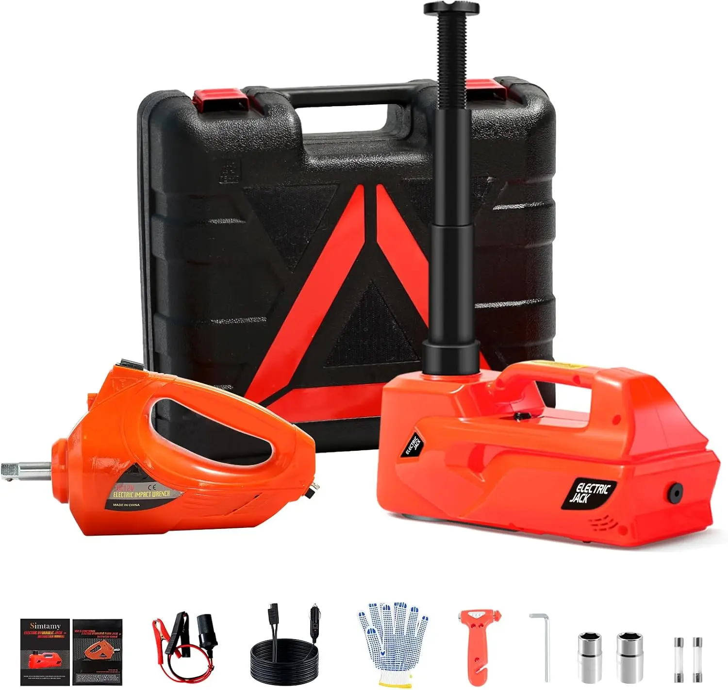 

Электрический автомобильный домкрат, 5 тонн, 12 В, гидравлический автомобильный домкрат (диапазон подъема: 6,1 ~ 17,7 дюйма) с ударным ключом, встроенным предохранительным молотком и