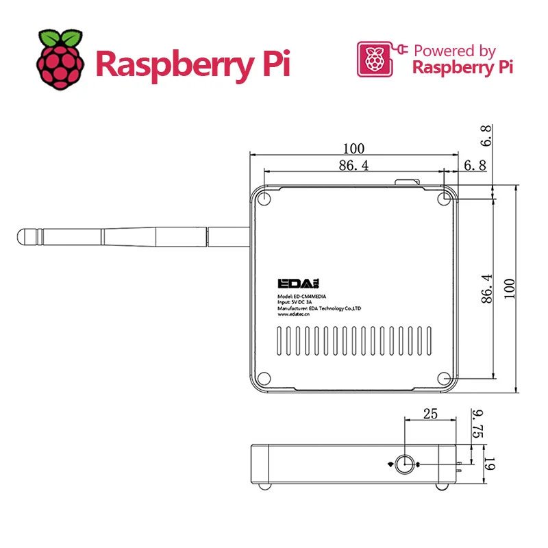 Chipboard Eda Broadcom Bcm2711 Edatec Rasperrycm4 Media، أداء مع وحدة المعالجة المركزية رباعية النواة، ما يصل إلى 8 جيجابايت رام، دعم ssd، شاشات مزدوجة #5