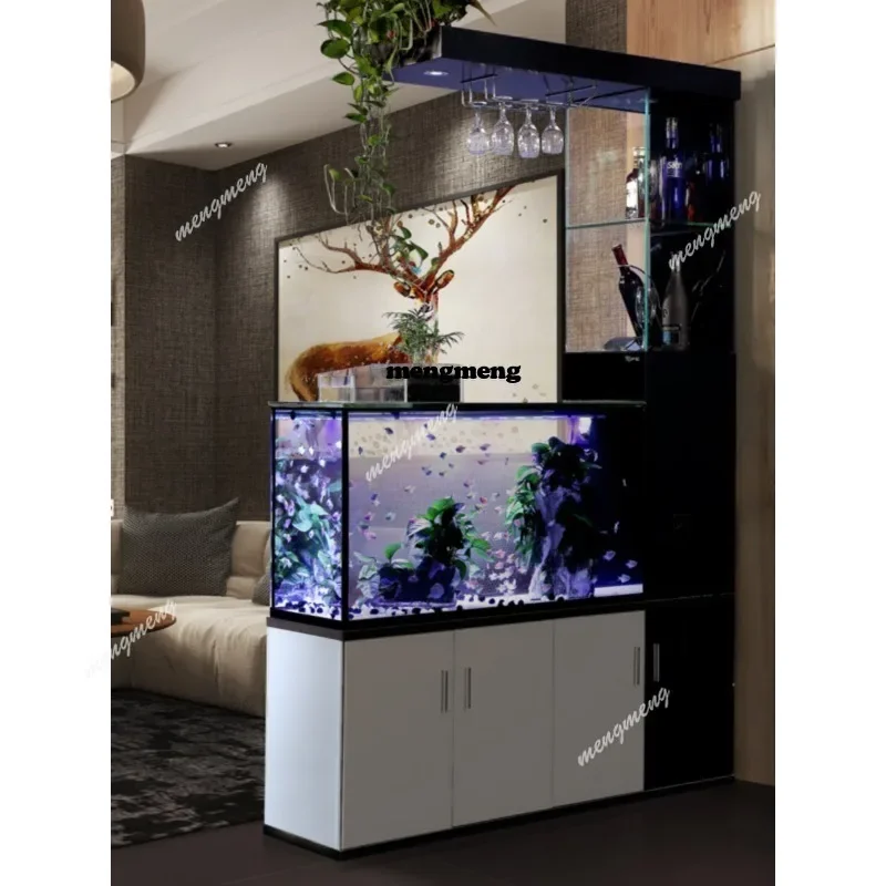 03A Side filter fish tank living room small household lazy entrance partition ecological water-free glass aquarium