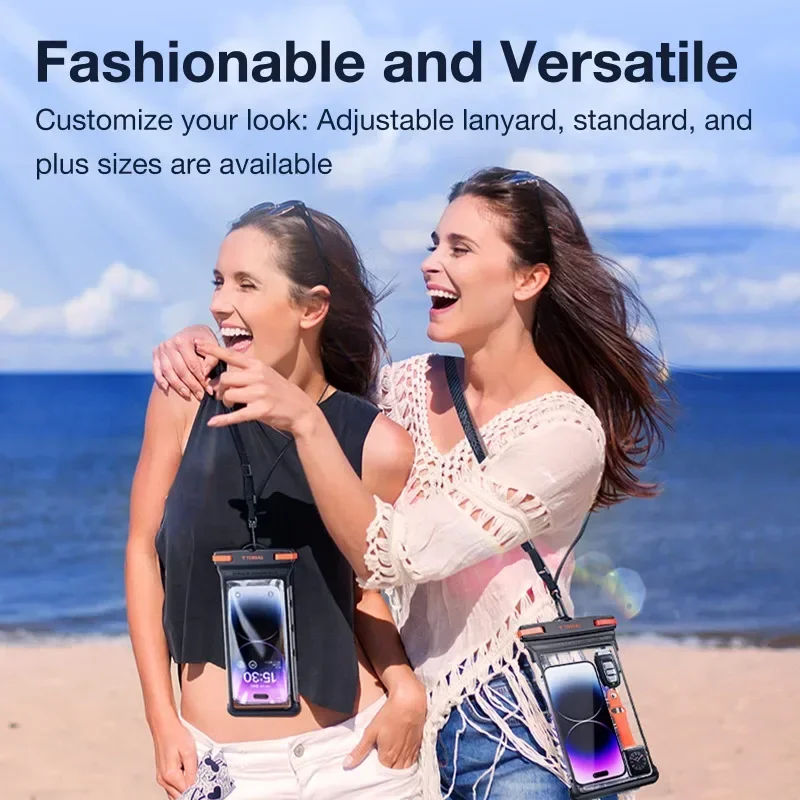 Toros-casing ponsel tahan air universal dengan tali, untuk iPhone, Samsung, Xiaomi, IPX8, hingga 6.9 inci