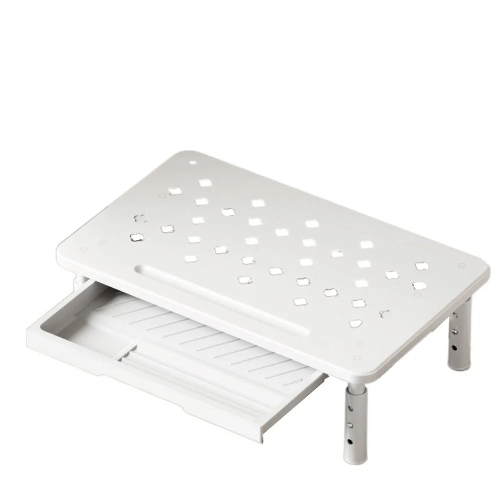 

3 Height Adjustable Computer Monitor Riser Steel Construction Airflow Vents Desktop Screen Elevator Large Load Bearing