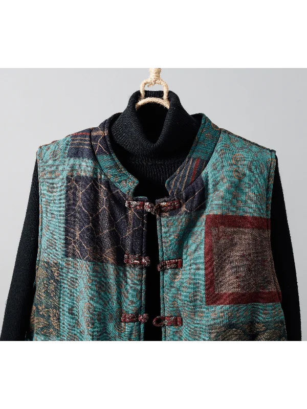 سترة نسائية كلاسيكية من القطن والكتان بأزرار مطبوعة لخريف وشتاء 2025 سترة جديدة ذات ياقة صينية مستديرة معطف Ne Jaet #4