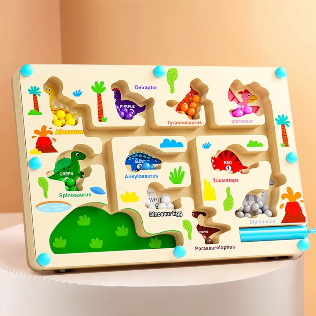 Jeux de tri de couleurs magnétiques Montessori, planche de labyrinthe, stylo, jeux de perles mobiles, contrôle en bois, jeu sensoriel, jouets éducatifs pour enfants