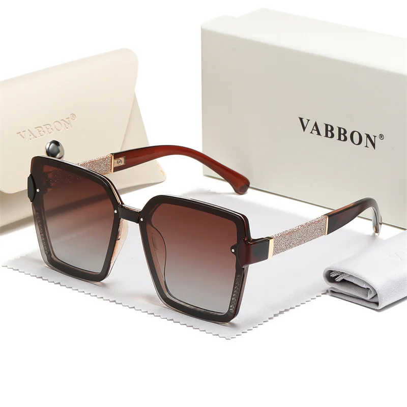 VABBON New Large Rectangular Diamond-encrusted Polarized Sunglasses Sunblock Driving Glasses Elegant Fashion Sunglasses 2257