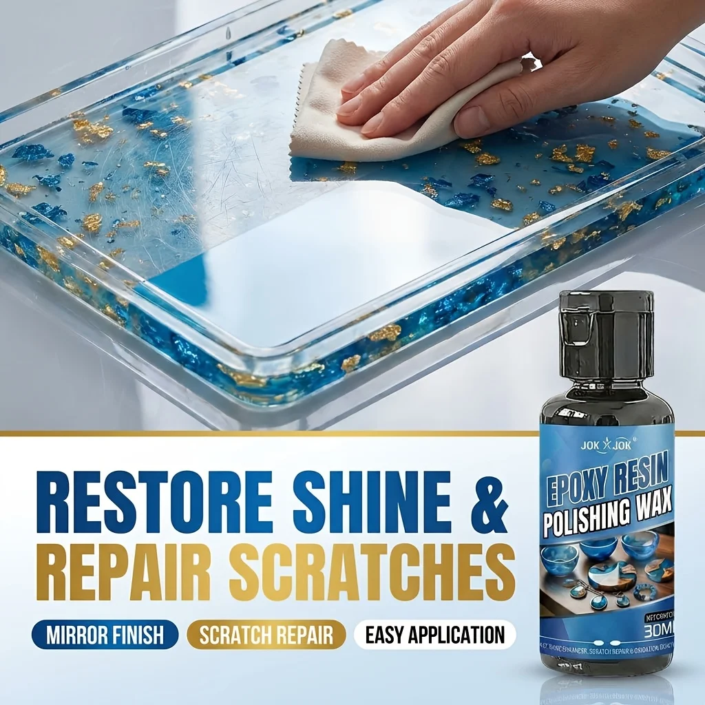 Epoxy Resin Polishing Wax Hand Polish Compound with Free Coating Cloth Scratch Repair & Oxidation Remover Quick Shine Gloss Enhancer for Art Crafts Jewelry Tabletop Surface Finishing