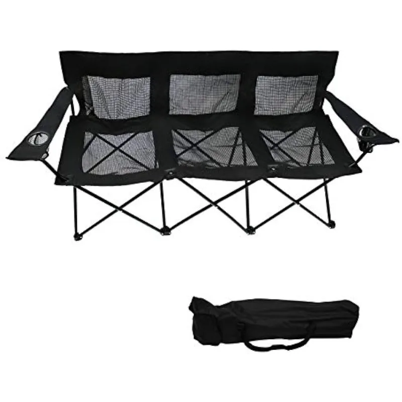 

Trademark Innovations Triple Style Steel Frame Mesh Back Camp Chair, Black