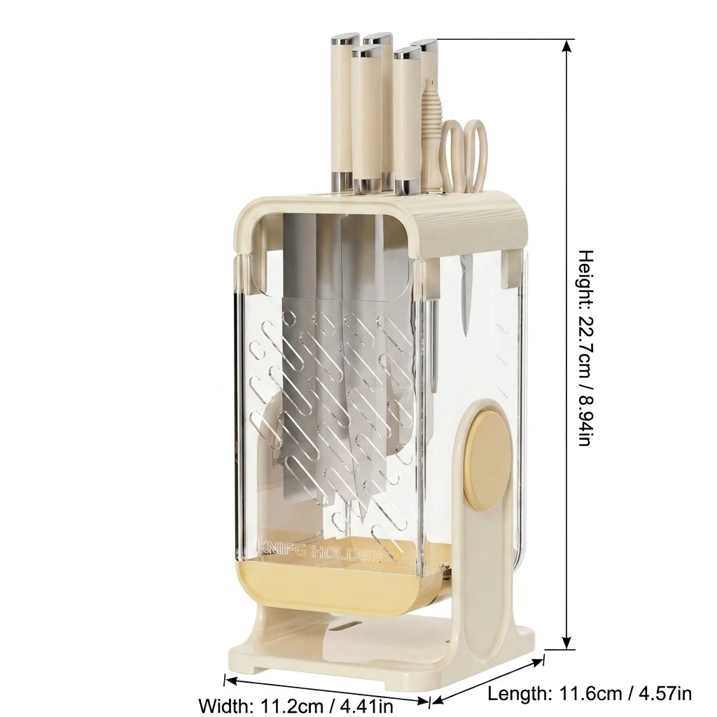 Rotating Knife Holder Wall Mounted Kitchen Organizer With Drainage Function For Utensils