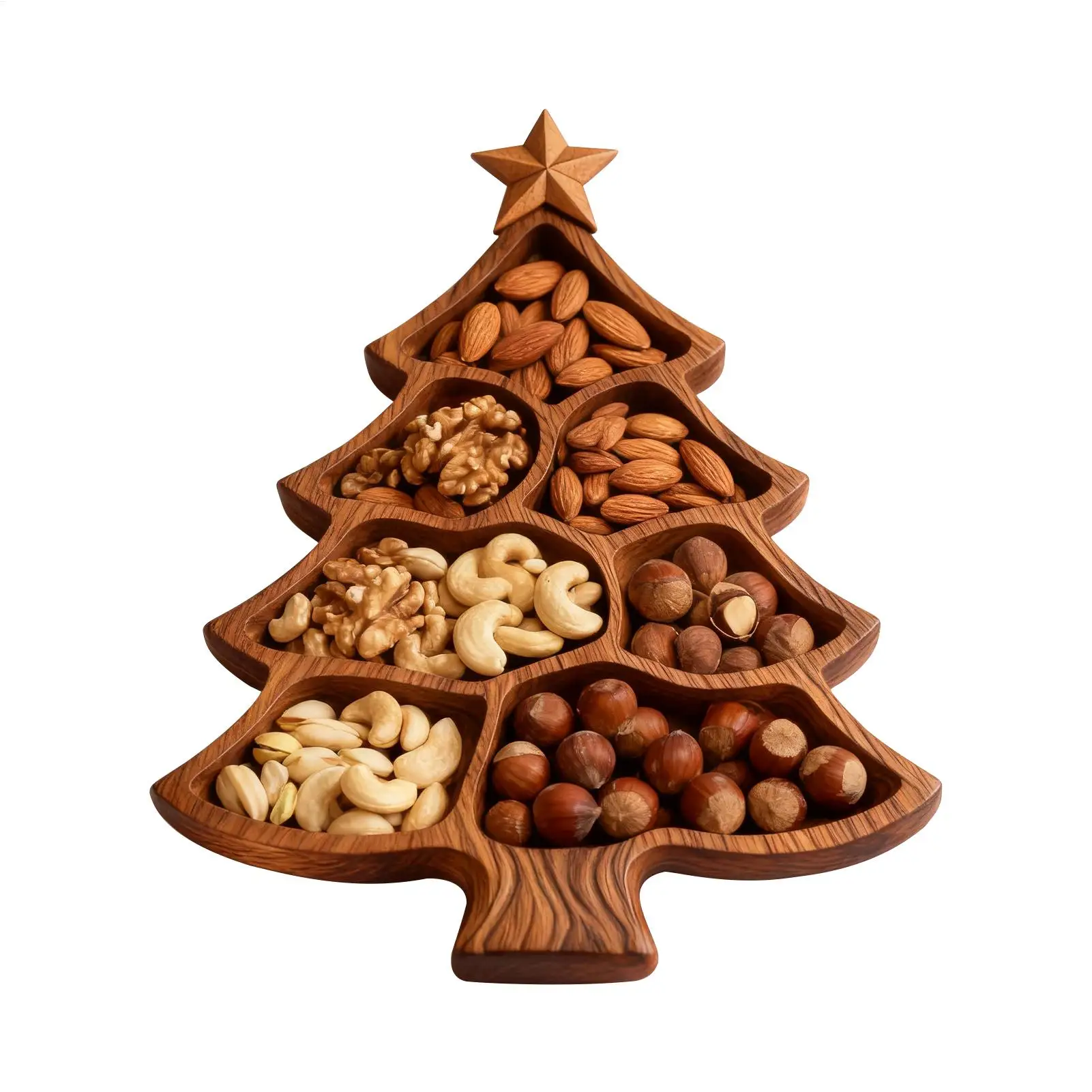 شجرة عيد الميلاد لوح فحم خشبي مقسم صينية طعام شجرة عيد الميلاد طبق تقديم الجبن لفاكهة الحلوى الجوز #2