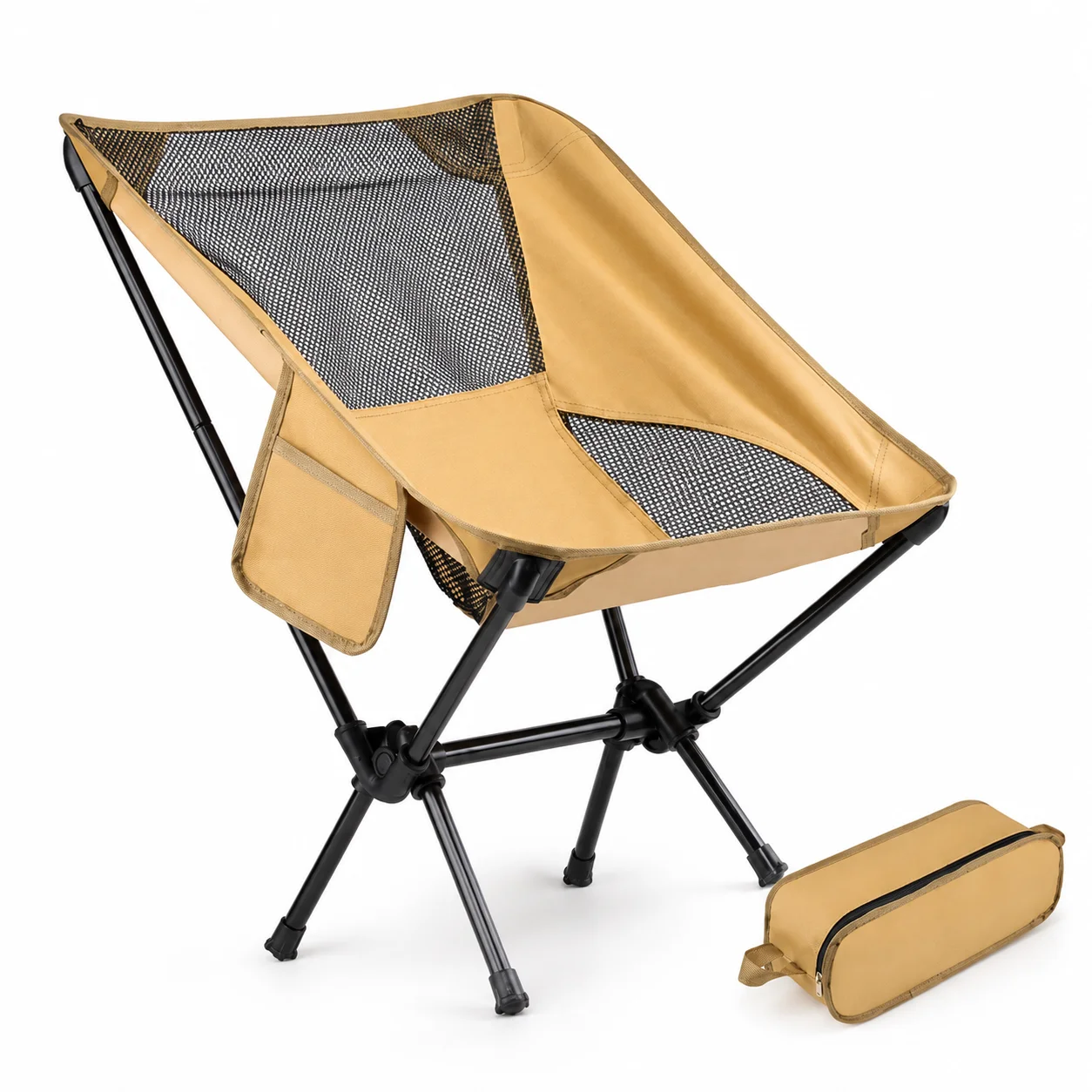 Portable Folding Camping Chair with Carry Bag, Lightweight Moon Chair for Picnic Beach Glamping Backyard Outdoor Travel