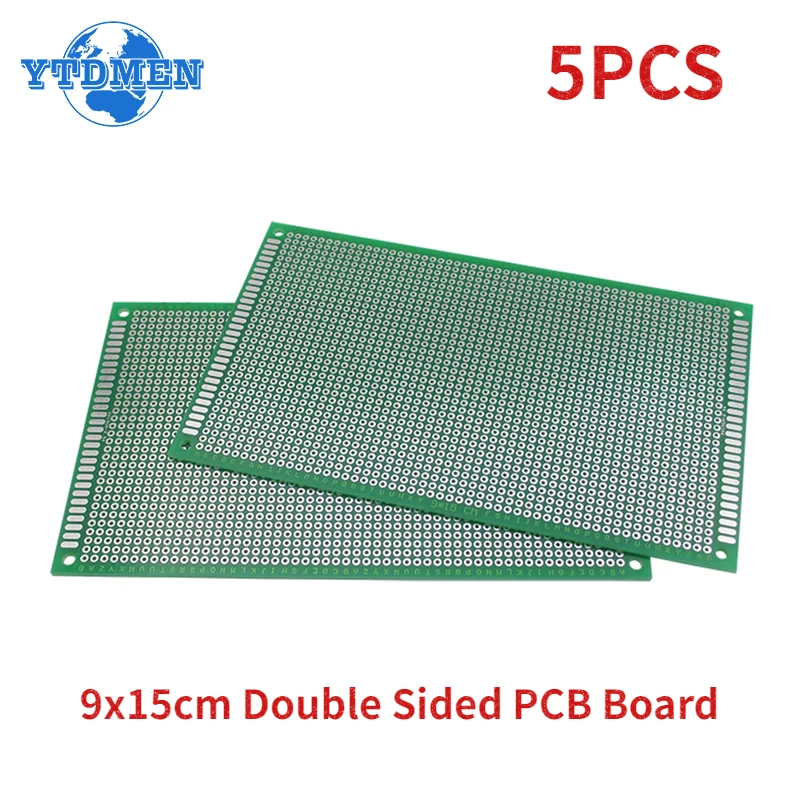 5PCS PCB Board 9x15cm Double Sided Prototype Board Universal PCB Copper Plate Soldering Circuit Board Diy Electronic Kit