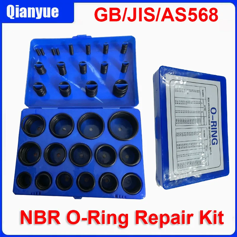 طقم إصلاح حلقة O NBR - أختام مقاومة للزيت/المياه للحنفيات/السباكة/قطع غيار السيارات، 380 قطعة بأحجام متنوعة