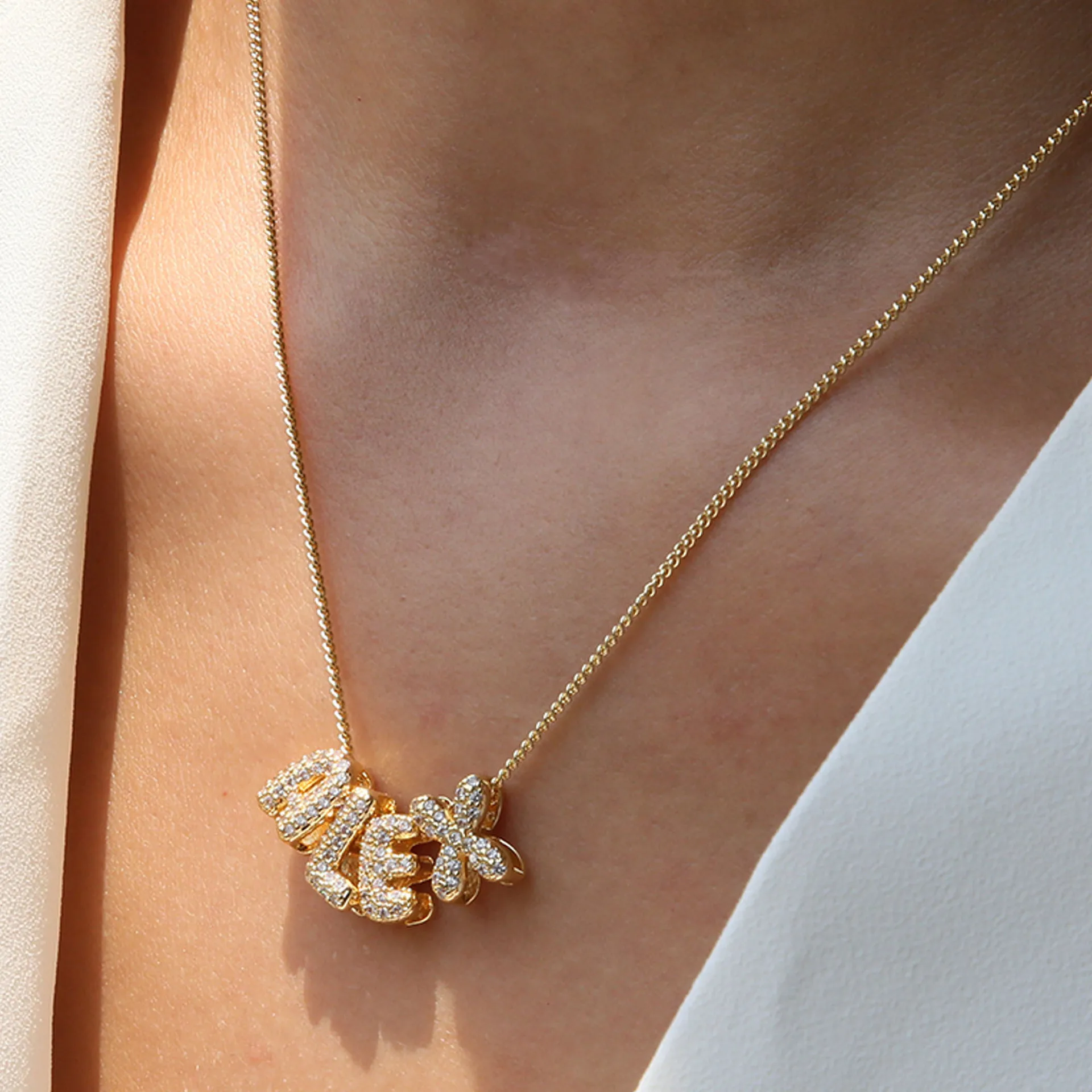 Simple Small Name Initial Letter Pendant Necklace for Women Men Trendy Gold Color Zircon Alphabet Thin Chain Neckalce Jewelry