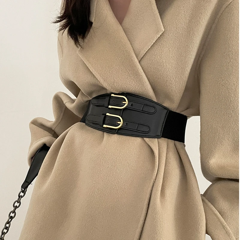 Premium Wide Leather Corset Belt For Women Classic Pin Buckle Elegant Vintage Design Perfect Gift Gothic Black Cummerbunds