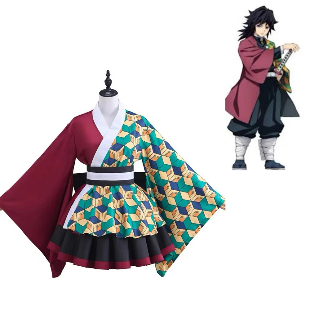 Anime Tomioka Giyuu Cosplay Kostüm Damen Fancy Lolita Kimono Kleid Halloween Karneval Outfits