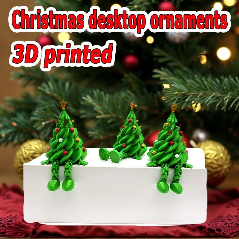 1PC-3D Printed Christmas Cute Desktop Ornaments, Creating a Christmas Atmosphere, Colorful Joint Movable Shaped Ornaments