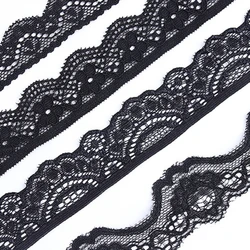 Lace Fabric 5 Yards  Black Lace Embroidery Fabric Lace Applique Craft Cotton Accesorios De Costura Sewing Flower Ribbon African