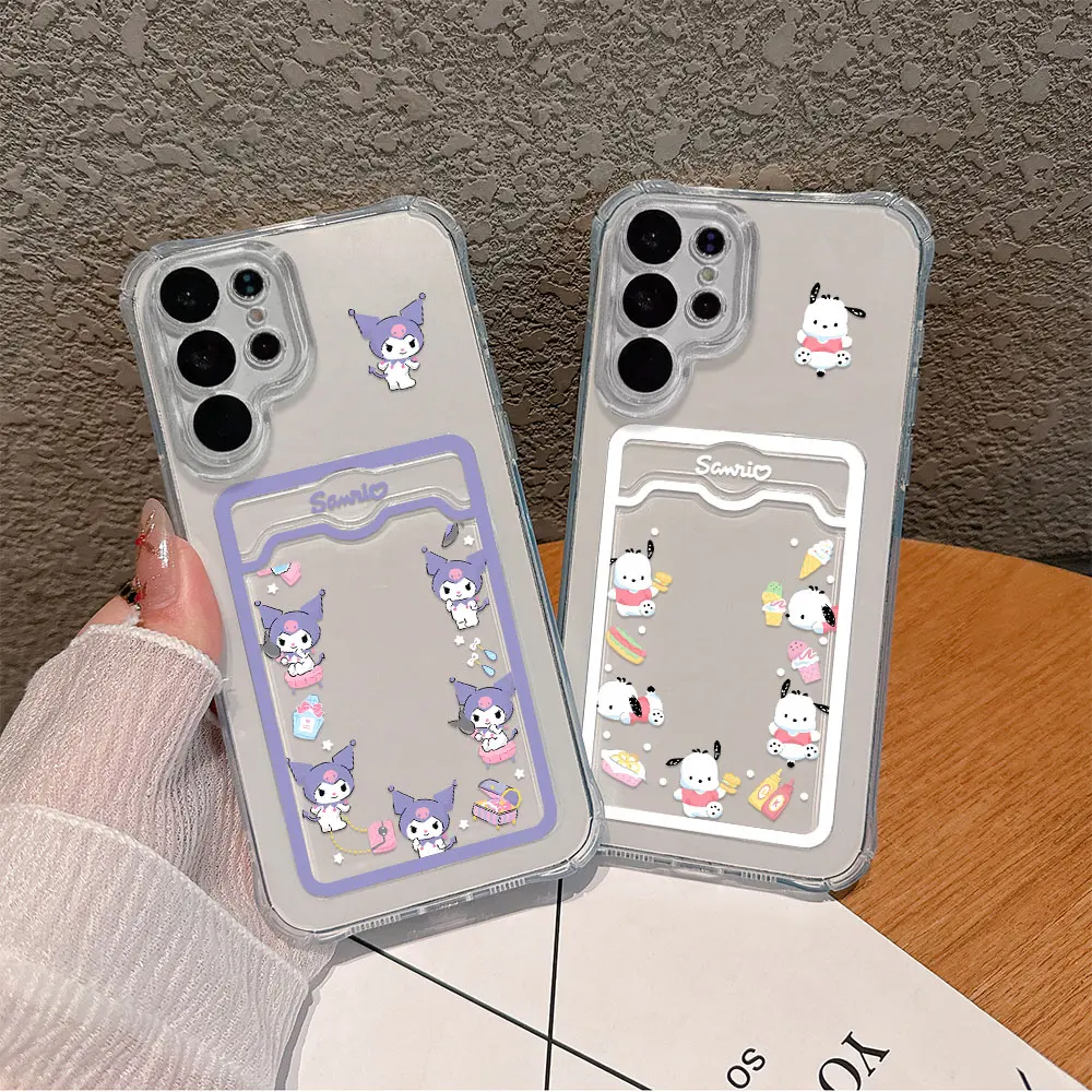 Cute Kuromis Cinnamorolls Card Hold Case For Samsung A73 A72 A71 A55 A54 A53 A52 A35 A34 A33 A25 A24 A23 A15 A14 5G Cover