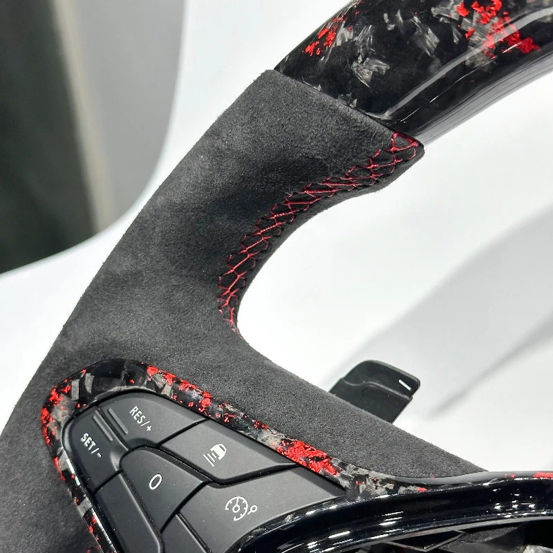 Steering Wheel for Renault Clio 5 Car Parts with Suede for Renault Clio 5 with LED Flat Bottom Real Carbon Fiber New Design view 5