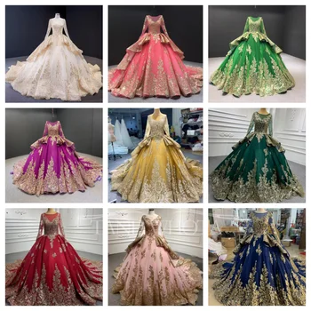 Abendkleider 2026 Luxury O-Neck Long Sleeve Lace Up Back Evening Dress Sequined Purple 9 Colors Long Dresses Customized