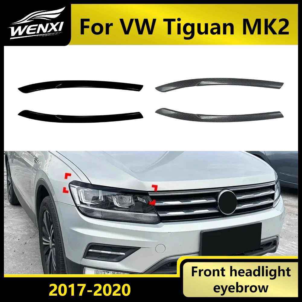 

Headlight Eyebrow Eyelid Sticker Cover For VW Tiguan MK2 2017 2018 2019 2020 ABS Black Sporty Style Car Accessories