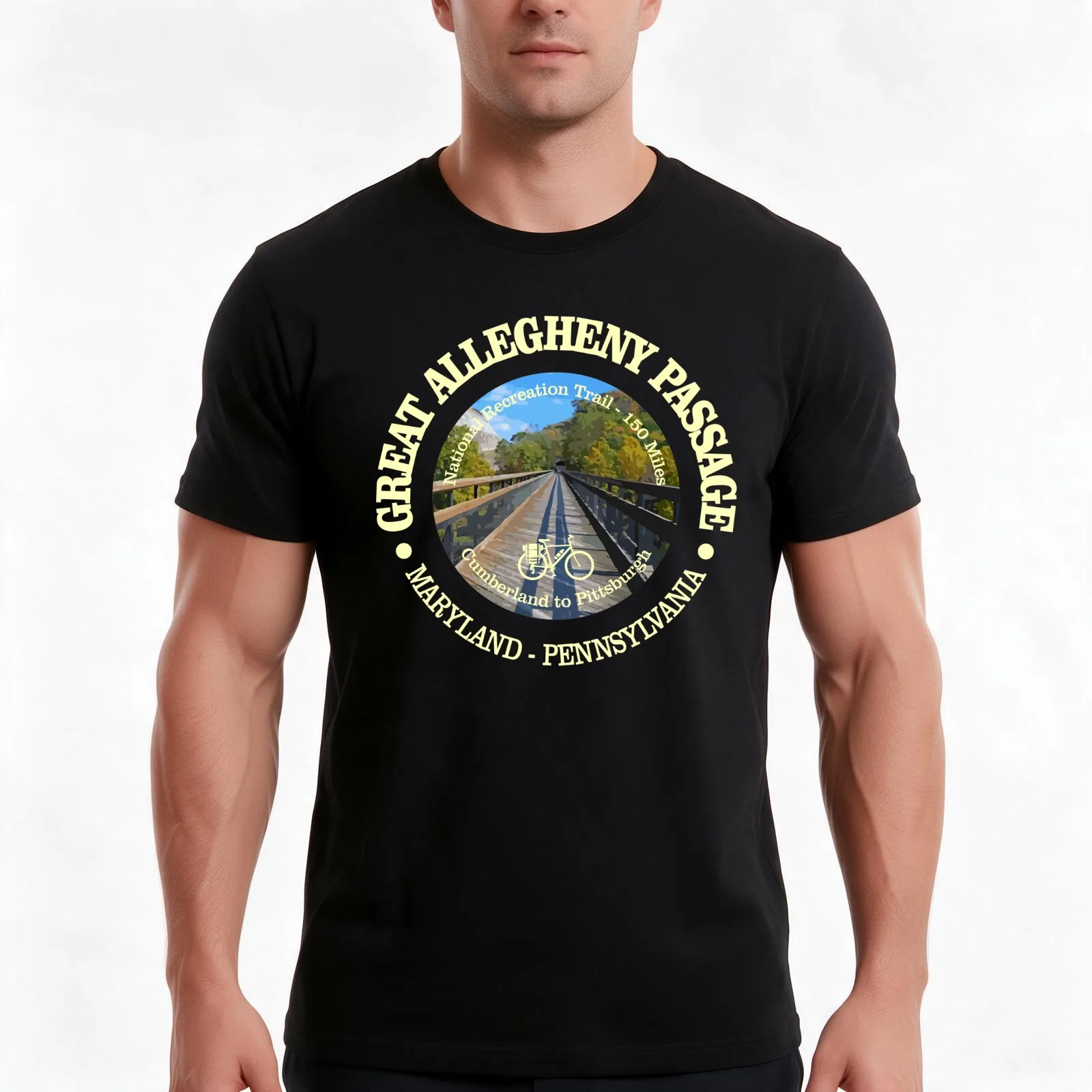 Great Allegheny Passage (Cycling C) T-Shirt, Summer Casual Cotton Tee, Oversized Streetwear Tops, Vintage Graphic Print