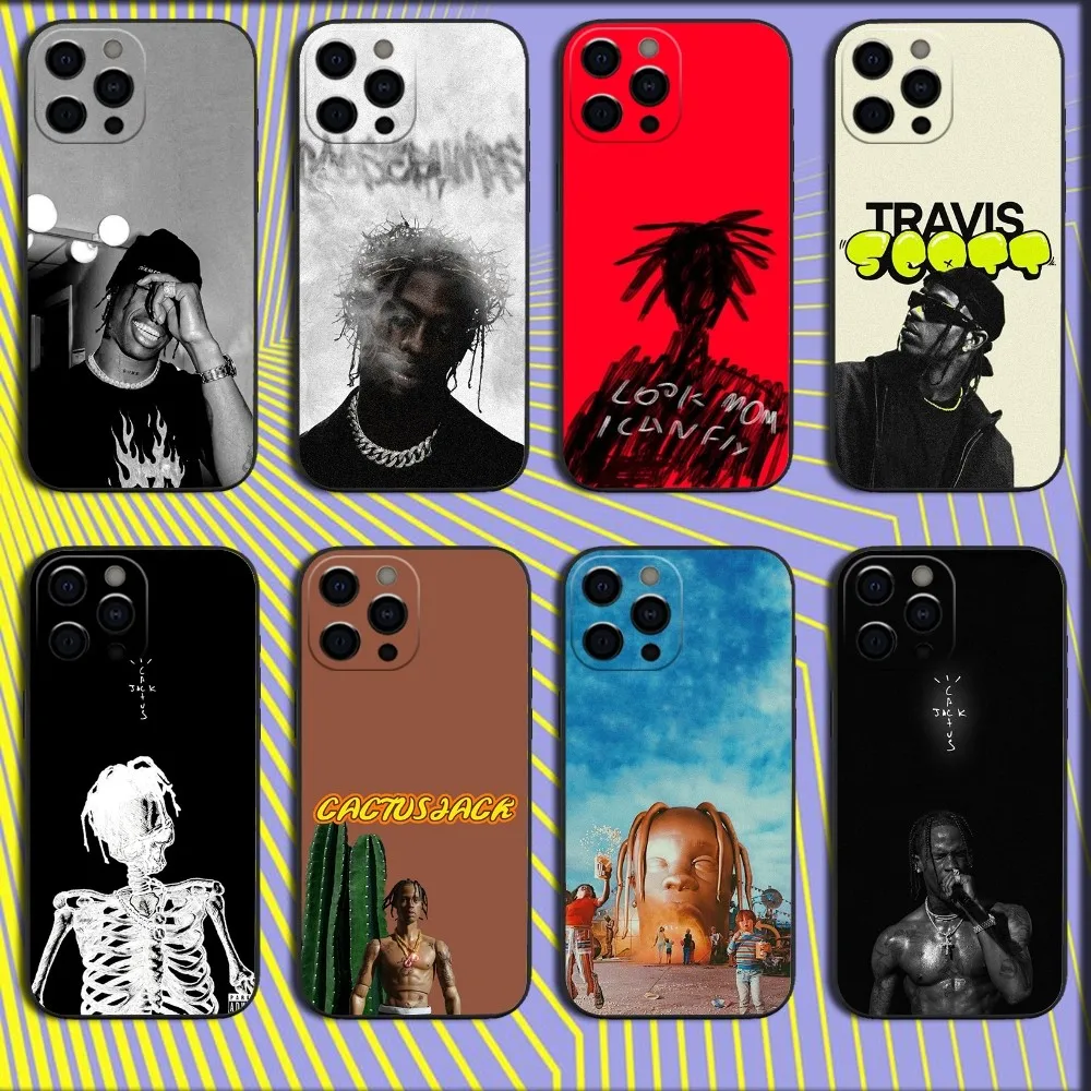 Rapper Singer T-Travis Scott Phone Case For iPhone 16,15,14,13,12,11,Pro,X,XS,Max,XR,Plus,Mini Soft Black Cover