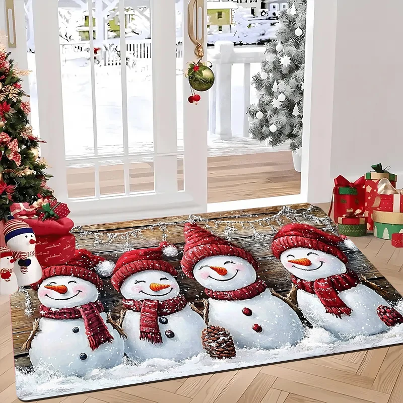 

Christmas doormat, made of flannel, washable, Christmas decorative entrance mat, suitable for rooms and bathrooms