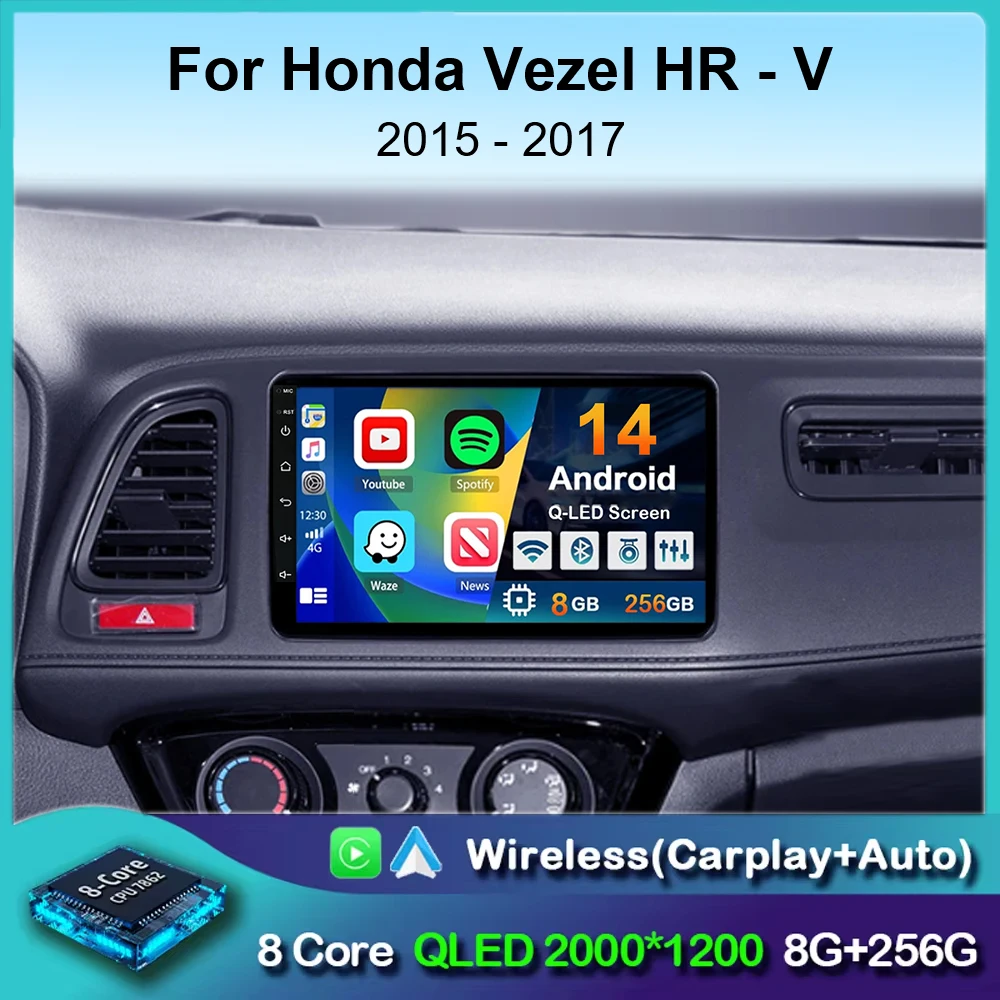 

Android 14 Carplay Auto Car Radio For Honda HR-V HRV XRV Vezel 2013-2019 GPS Multimedia Video Player Head Unit 360 Camera Stereo