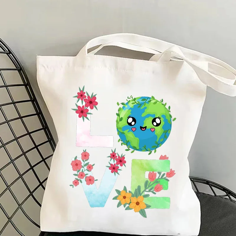 

Eco Conscious Earth Lovers Canvas Tote Bag Reusable Sustainable Shopping Bag with Green Living Message for Daily Use woman ﻿