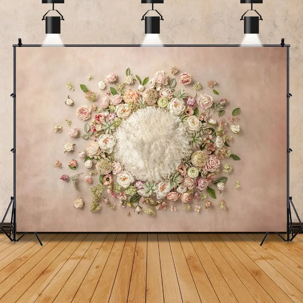 Newborn Artistic Portrait Photography Background Birthday Decor Custom Swing Pink Floral Sweet Baby Children Photo Studio Prop