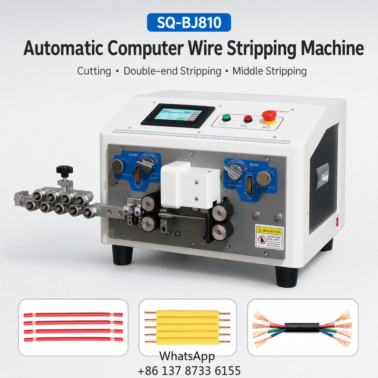 Qilin SQ-BJ810 Fully Automatic Computer Wire Cutting Stripping Machine High-speed Steel Blades 0.01mm Accuracy For 0.1-10mm