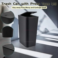 10L Bathroom Trash Can Small Garbage Bin with Press Top Lid for Toilet Bedroom Living Room Plastic Wastebasket with Pop-up Lid